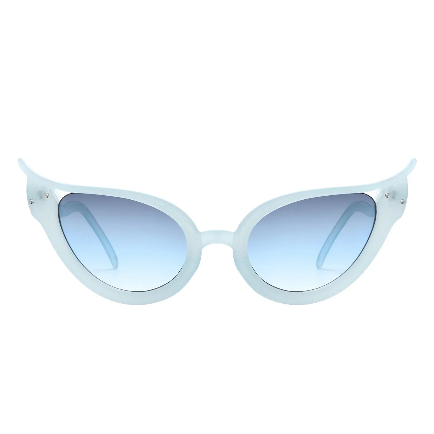 VR1251 - WOMEN FASHION WAVY DESIGN HIGH POINTED CAT EYE SUNGLASSES