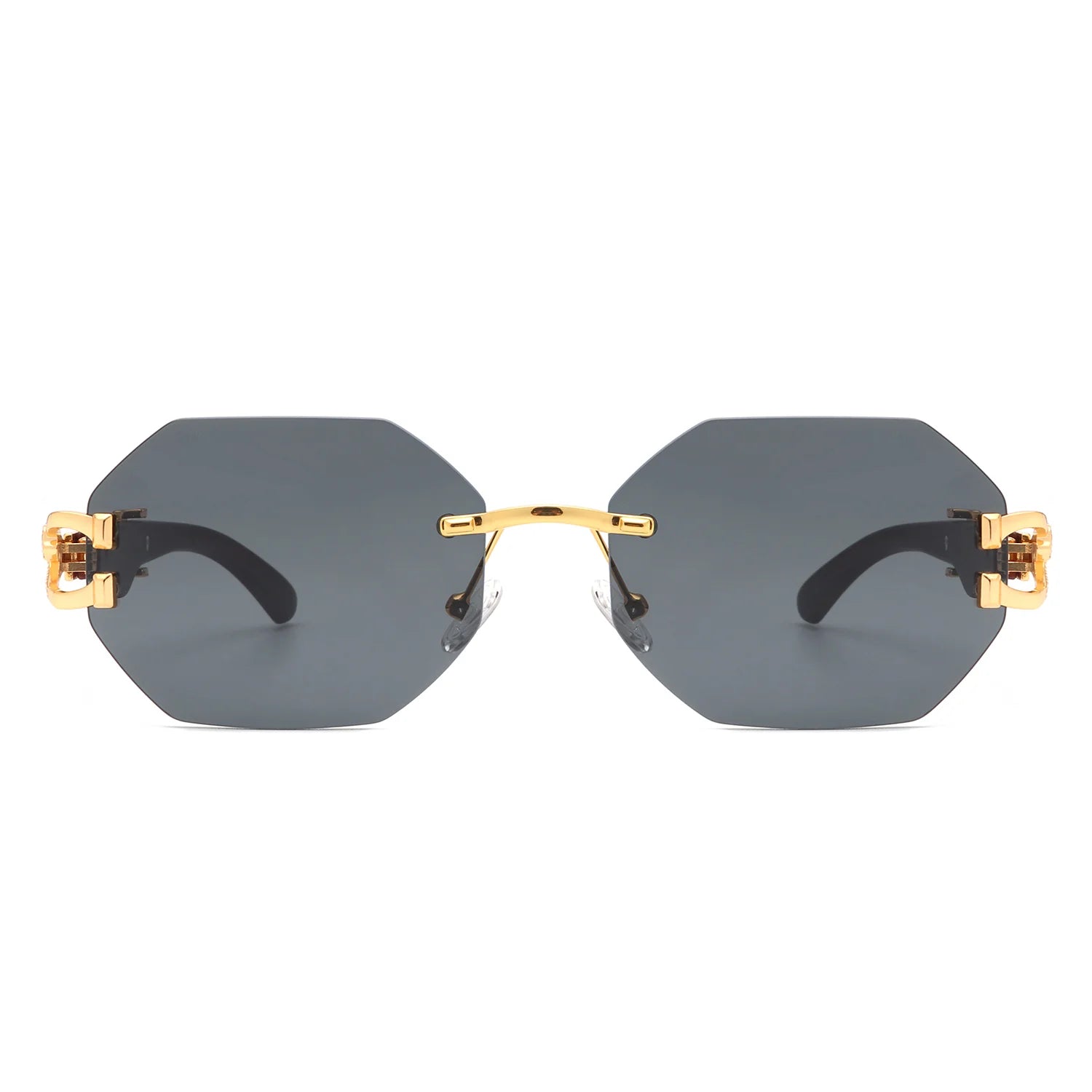 VR2059 - GEOMETRIC RIMLESS RETRO OVAL ROUND FASHION SUNGLASSES