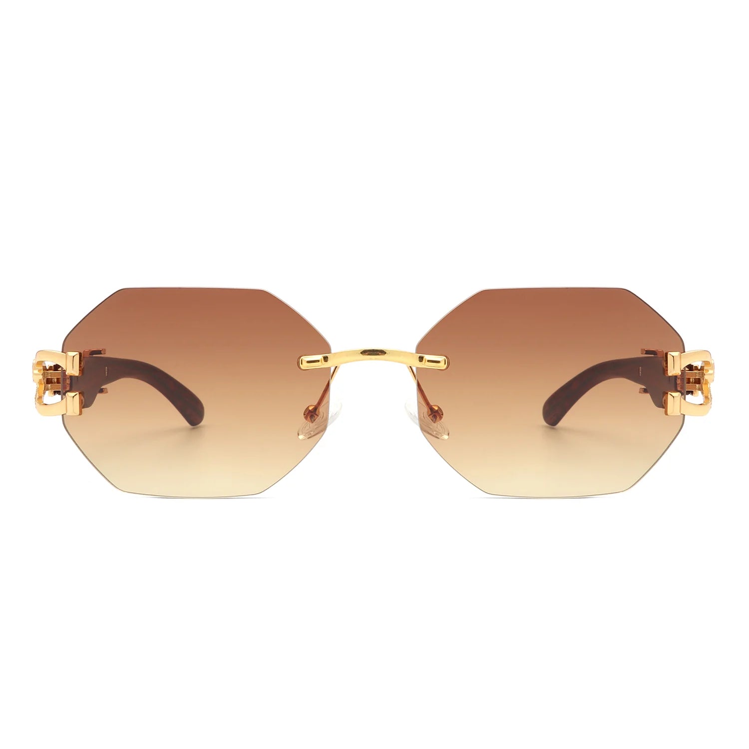 VR2059 - GEOMETRIC RIMLESS RETRO OVAL ROUND FASHION SUNGLASSES