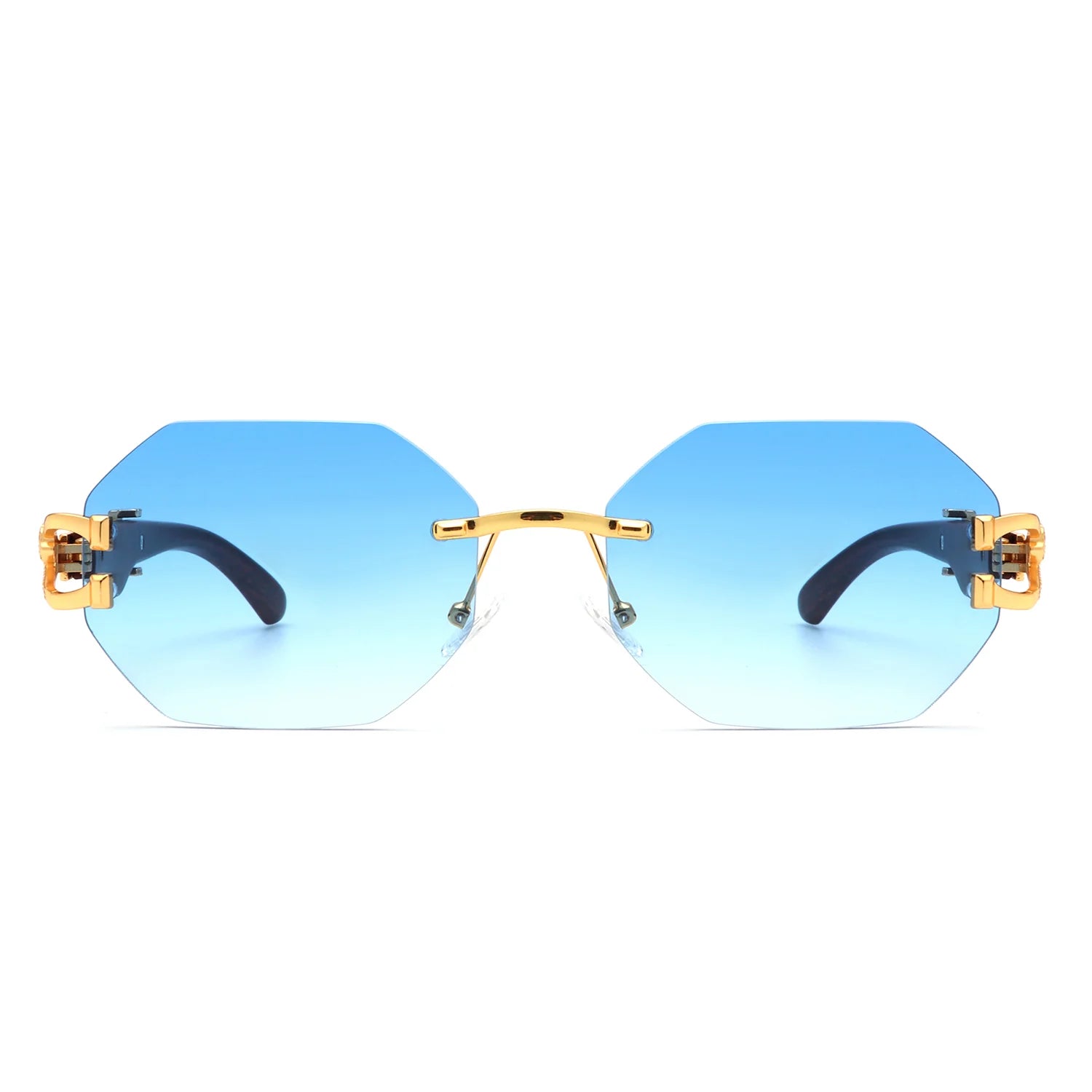 VR2059 - GEOMETRIC RIMLESS RETRO OVAL ROUND FASHION SUNGLASSES