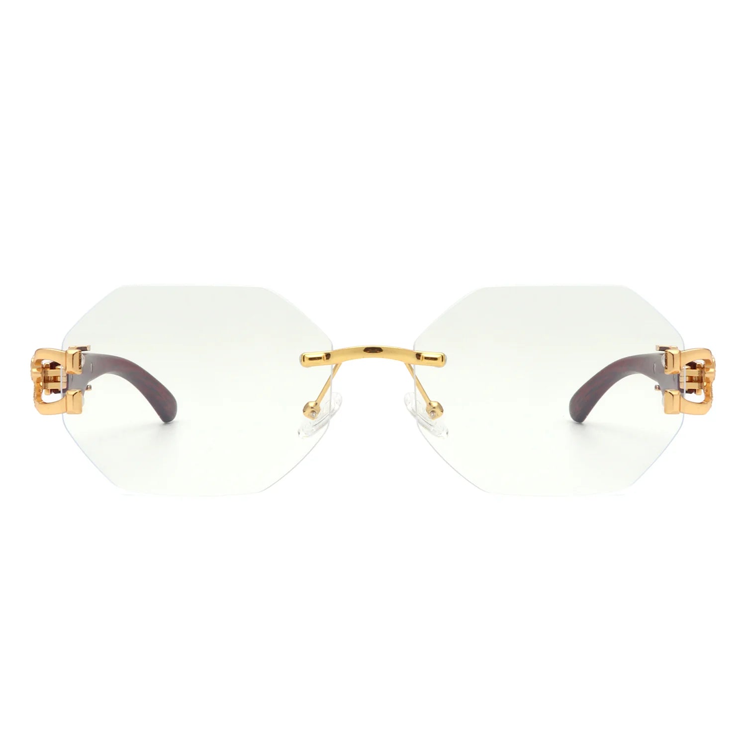 VR2059 - GEOMETRIC RIMLESS RETRO OVAL ROUND FASHION SUNGLASSES