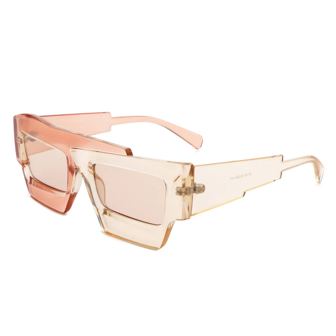 VR2124 - SQUARE FUTURISTIC FLAT TOP IRREGULAR TWO-TONE SUNGLASSES