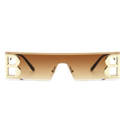 VR3014- RIMLESS RECTANGLE FLAT TOP TINTED FASHION SUNGLASSES
