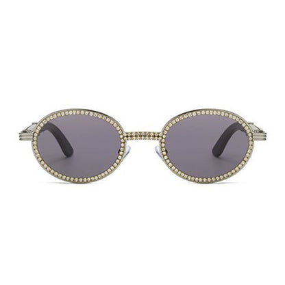 VP0084 - OVAL RETRO RHINESTONE  WOMEN SUNGLASSES
