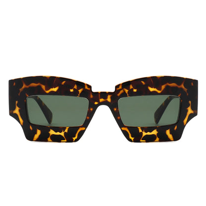 VR1140 - SQUARE CHUNKY NARROW IRREGULAR TINTED FASHION SUNGLASSES