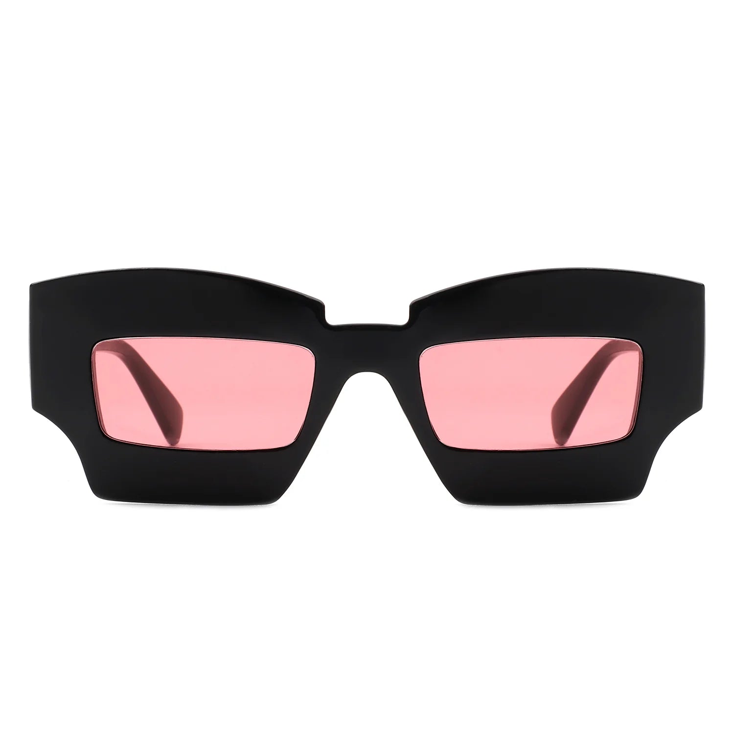VR1140 - SQUARE CHUNKY NARROW IRREGULAR TINTED FASHION SUNGLASSES