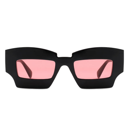 VR1140 - SQUARE CHUNKY NARROW IRREGULAR TINTED FASHION SUNGLASSES
