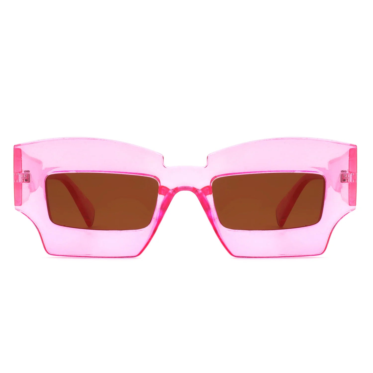 VR1140 - SQUARE CHUNKY NARROW IRREGULAR TINTED FASHION SUNGLASSES