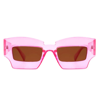 VR1140 - SQUARE CHUNKY NARROW IRREGULAR TINTED FASHION SUNGLASSES