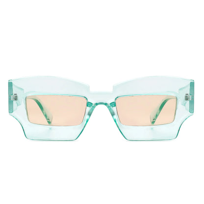 VR1140 - SQUARE CHUNKY NARROW IRREGULAR TINTED FASHION SUNGLASSES