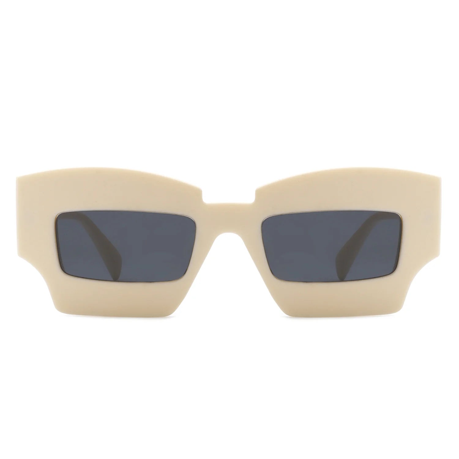 VR1140 - SQUARE CHUNKY NARROW IRREGULAR TINTED FASHION SUNGLASSES