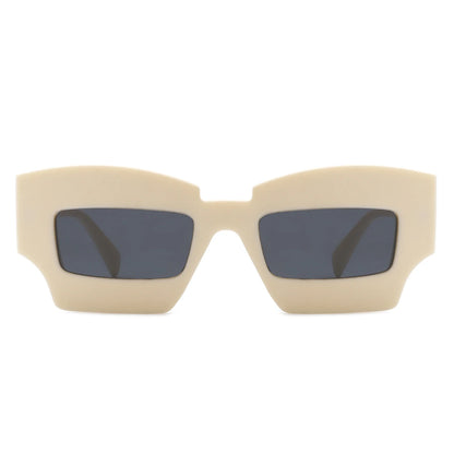 VR1140 - SQUARE CHUNKY NARROW IRREGULAR TINTED FASHION SUNGLASSES
