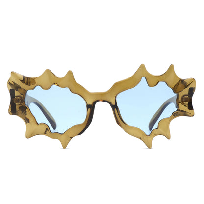 VR1233 - IRREGULAR SPIKY ROUND TINTED GEOMETRIC NOVELTY SUNGLASSES