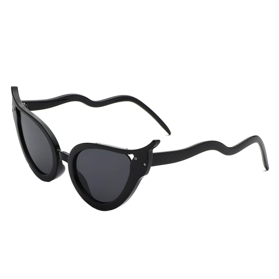 VR1251 - WOMEN FASHION WAVY DESIGN HIGH POINTED CAT EYE SUNGLASSES