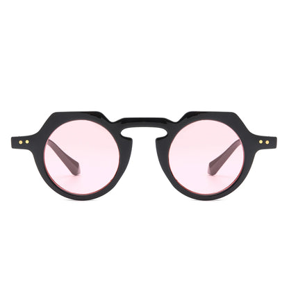 VR1283 - ROUND RETRO GEOMETRIC TINTED CIRCLE FASHION SUNGLASSES