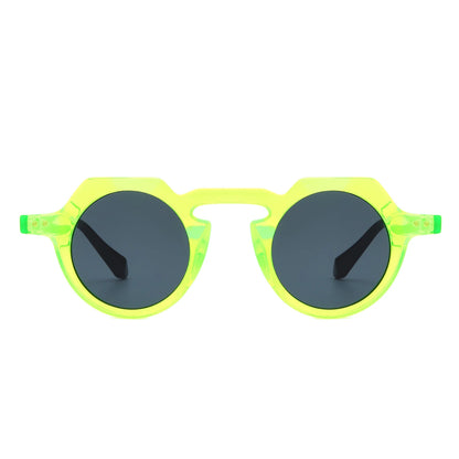 VR1283 - ROUND RETRO GEOMETRIC TINTED CIRCLE FASHION SUNGLASSES