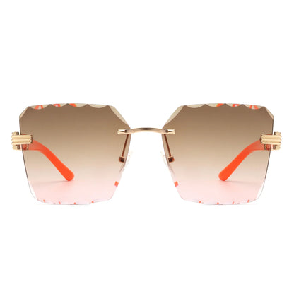 VR2051 - RIMLESS SQUARE CHIC FASHION WOMEN OVERSIZE SUNGLASSES