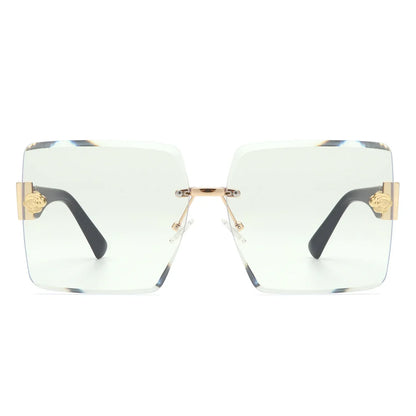 VR2058 - RIMLESS SQUARE FLAT TOP OVERSIZE SUNGLASSES