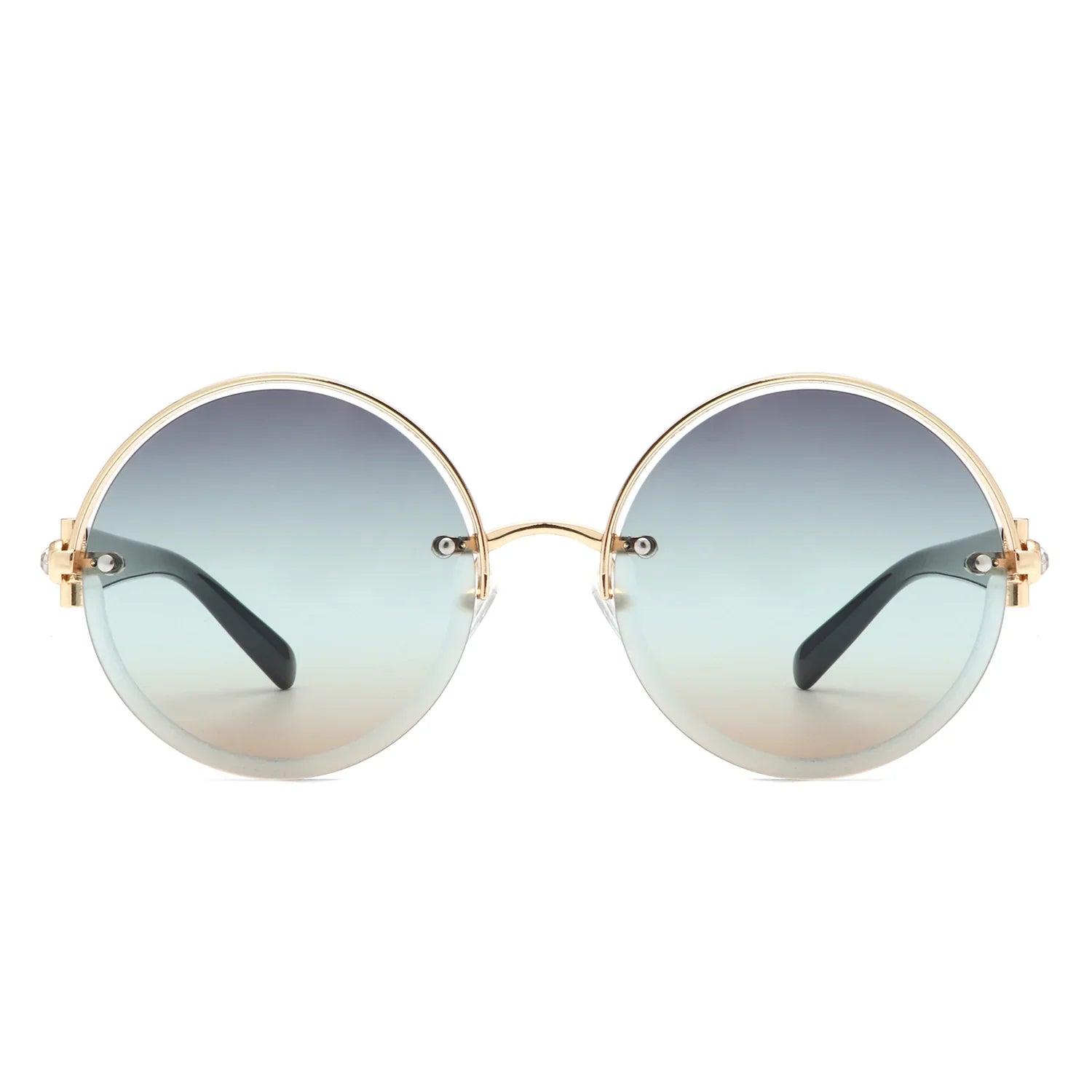 VR2065 - ROUND SEMI-RIMLESS CIRCLE TINTED SUNGLASSES
