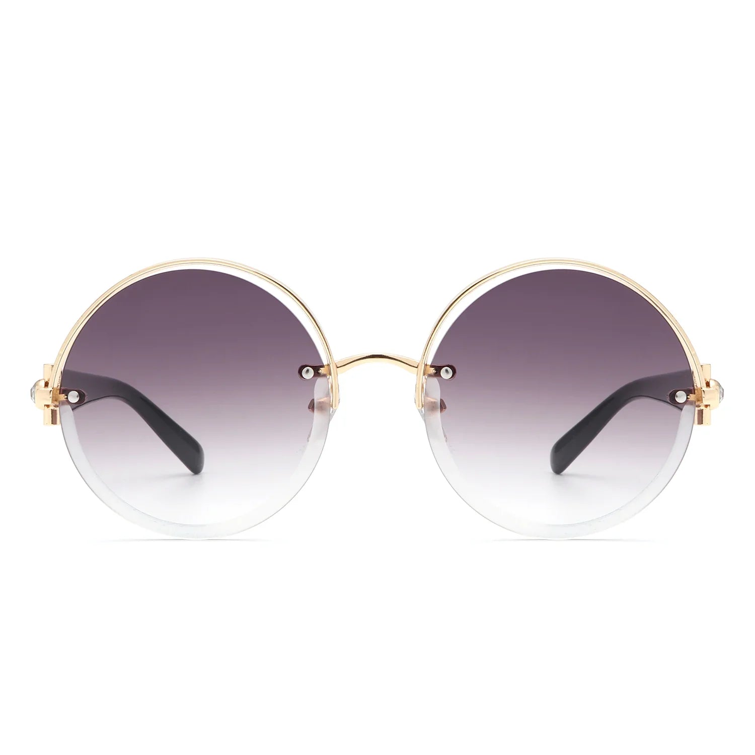 VR2065 - ROUND SEMI-RIMLESS CIRCLE TINTED SUNGLASSES