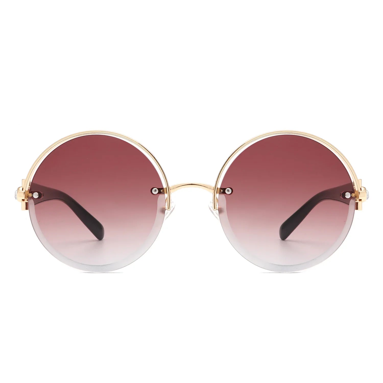 VR2065 - ROUND SEMI-RIMLESS CIRCLE TINTED SUNGLASSES