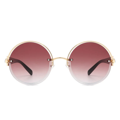 VR2065 - ROUND SEMI-RIMLESS CIRCLE TINTED SUNGLASSES