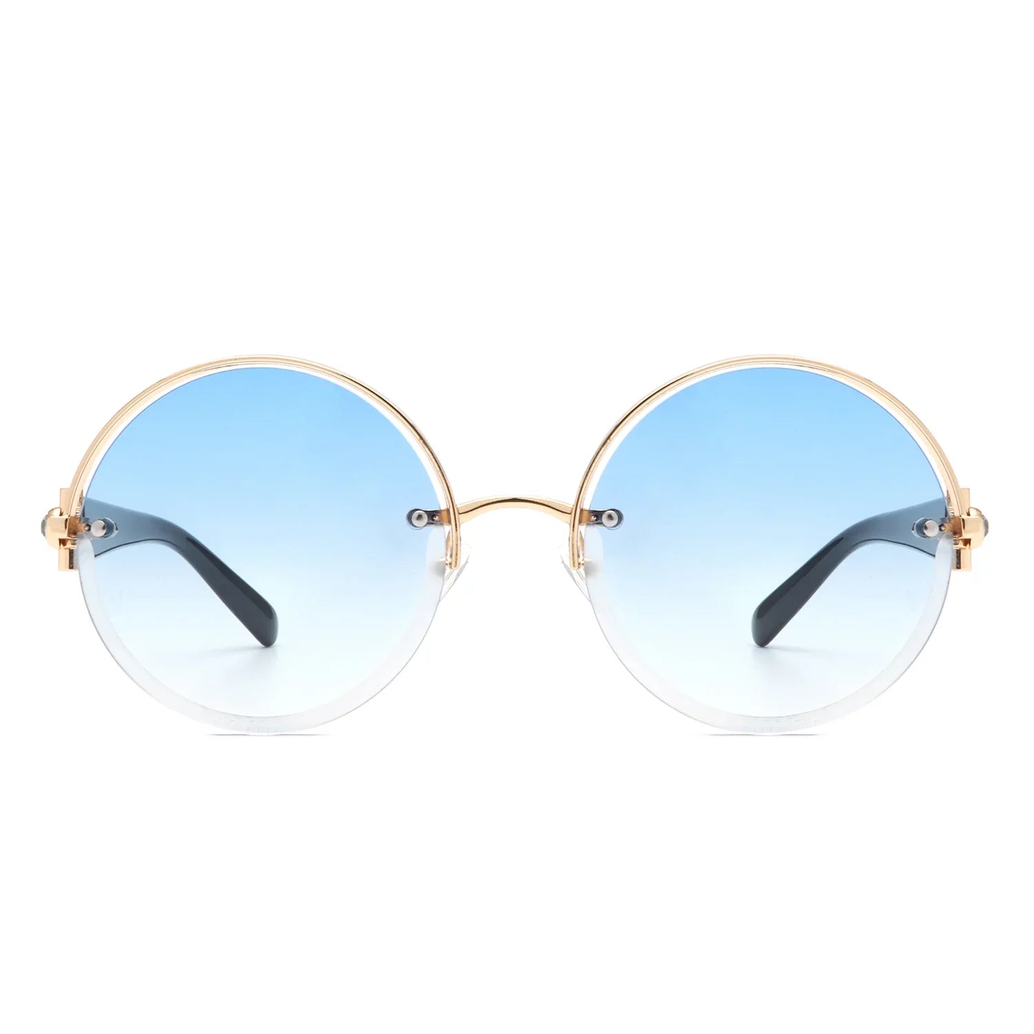 VR2065 - ROUND SEMI-RIMLESS CIRCLE TINTED SUNGLASSES