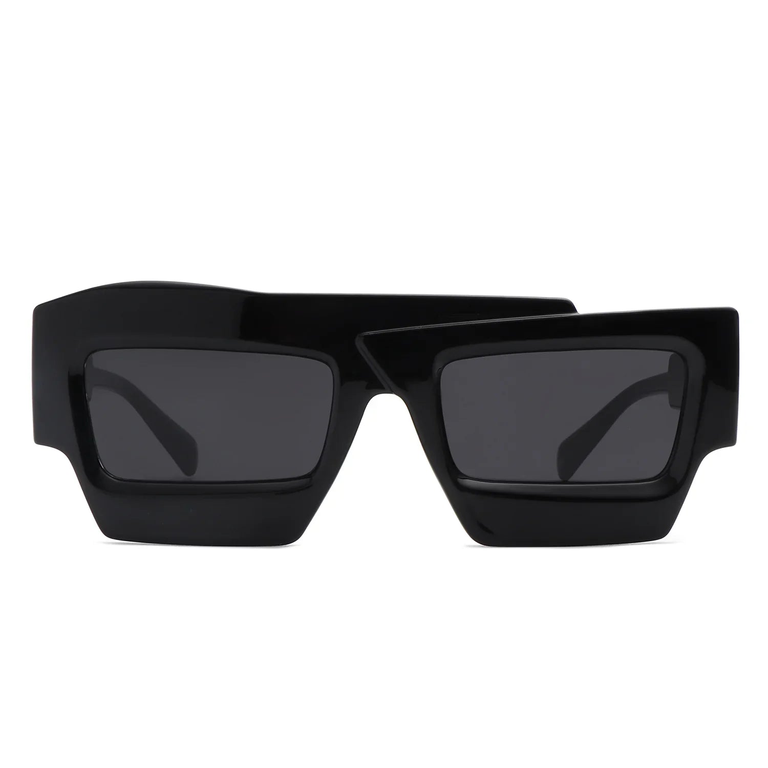 VR2124 - SQUARE FUTURISTIC FLAT TOP IRREGULAR TWO-TONE SUNGLASSES