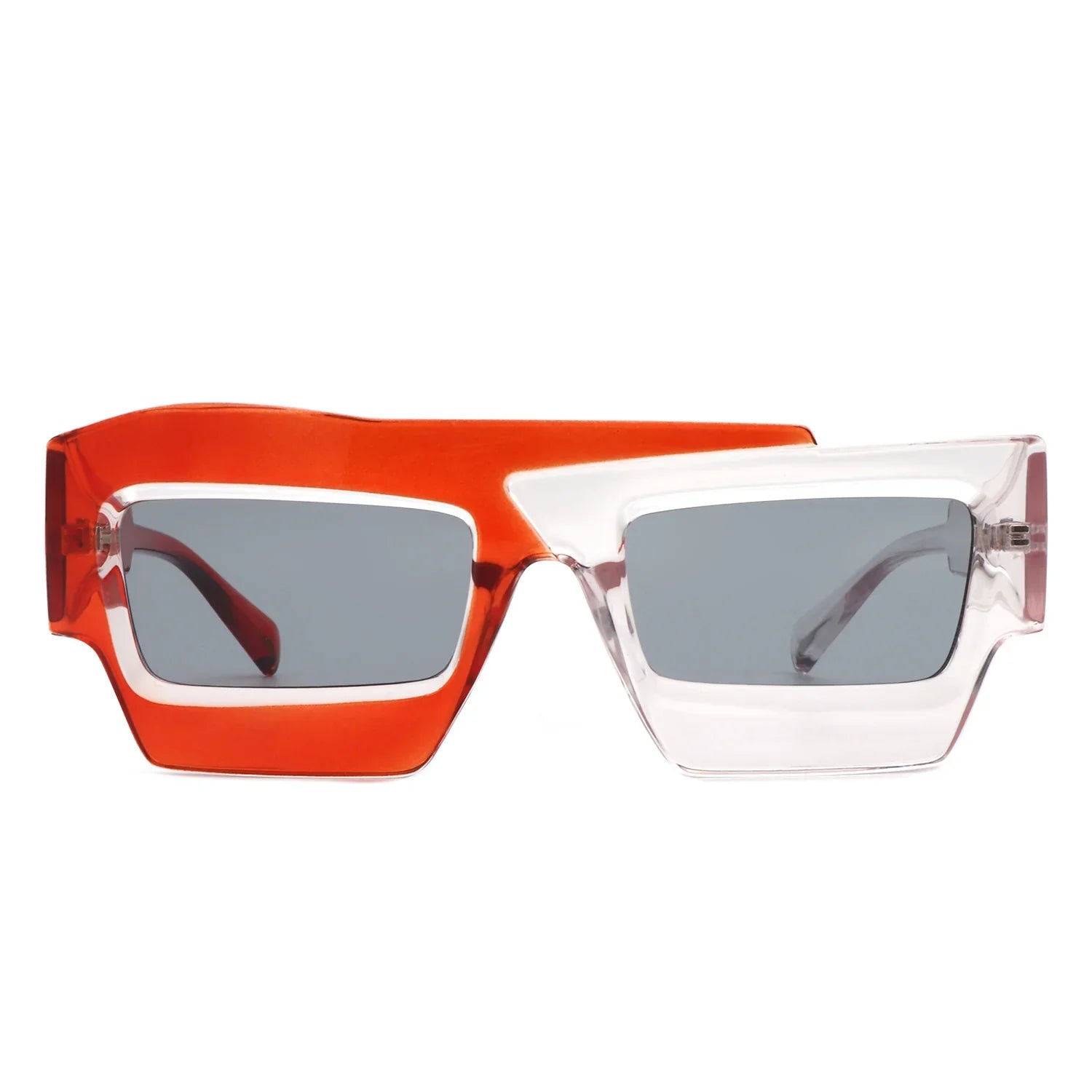 VR2124 - SQUARE FUTURISTIC FLAT TOP IRREGULAR TWO-TONE SUNGLASSES