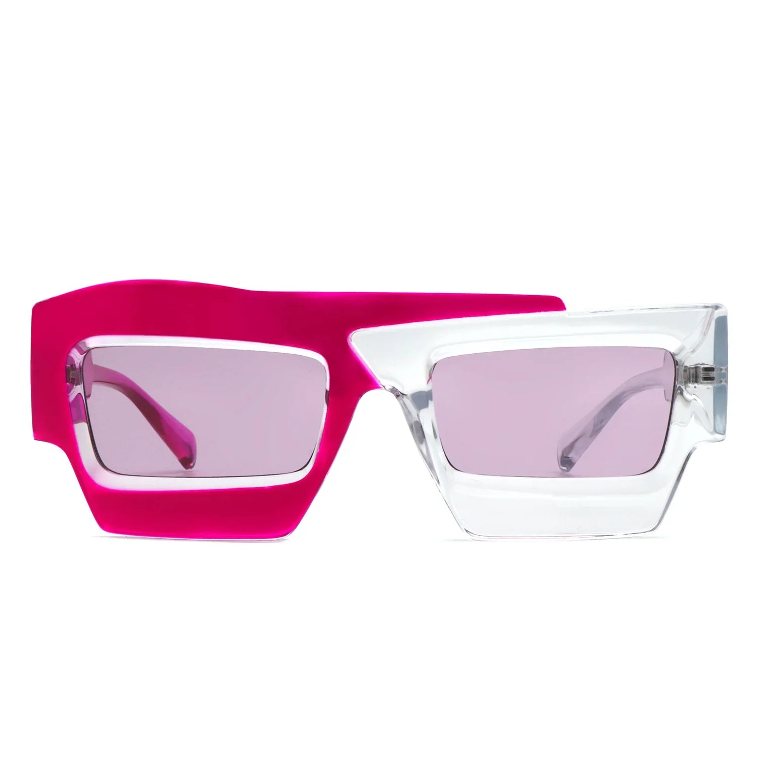 VR2124 - SQUARE FUTURISTIC FLAT TOP IRREGULAR TWO-TONE SUNGLASSES