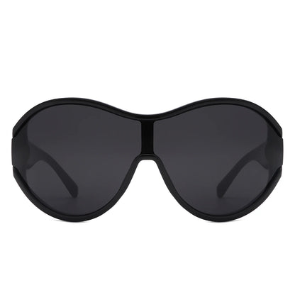 VR2127 - OVERSIZE OVAL RETRO CIRCLE FASHION CURVED ROUND SUNGLASSES