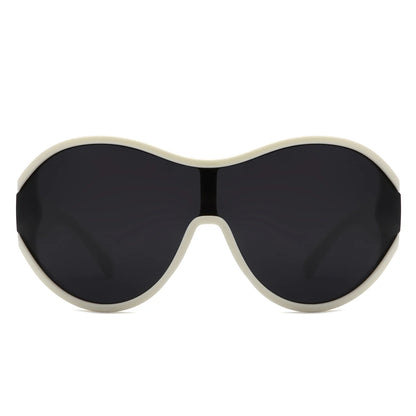 VR2127 - OVERSIZE OVAL RETRO CIRCLE FASHION CURVED ROUND SUNGLASSES