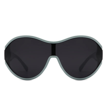 VR2127 - OVERSIZE OVAL RETRO CIRCLE FASHION CURVED ROUND SUNGLASSES