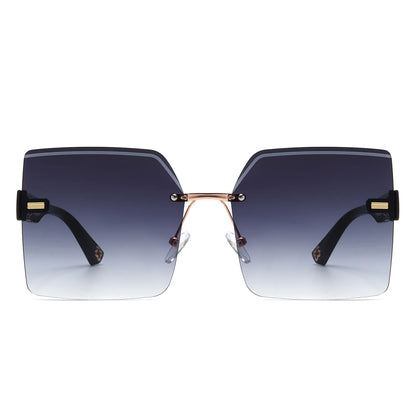 VR2135 - OVERSIZE RIMLESS CHIC FASHION SQUARE TINTED SUNGLASSES