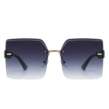 VR2135 - OVERSIZE RIMLESS CHIC FASHION SQUARE TINTED SUNGLASSES