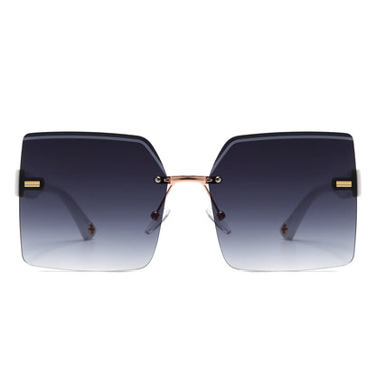 VR2135 - OVERSIZE RIMLESS CHIC FASHION SQUARE TINTED SUNGLASSES