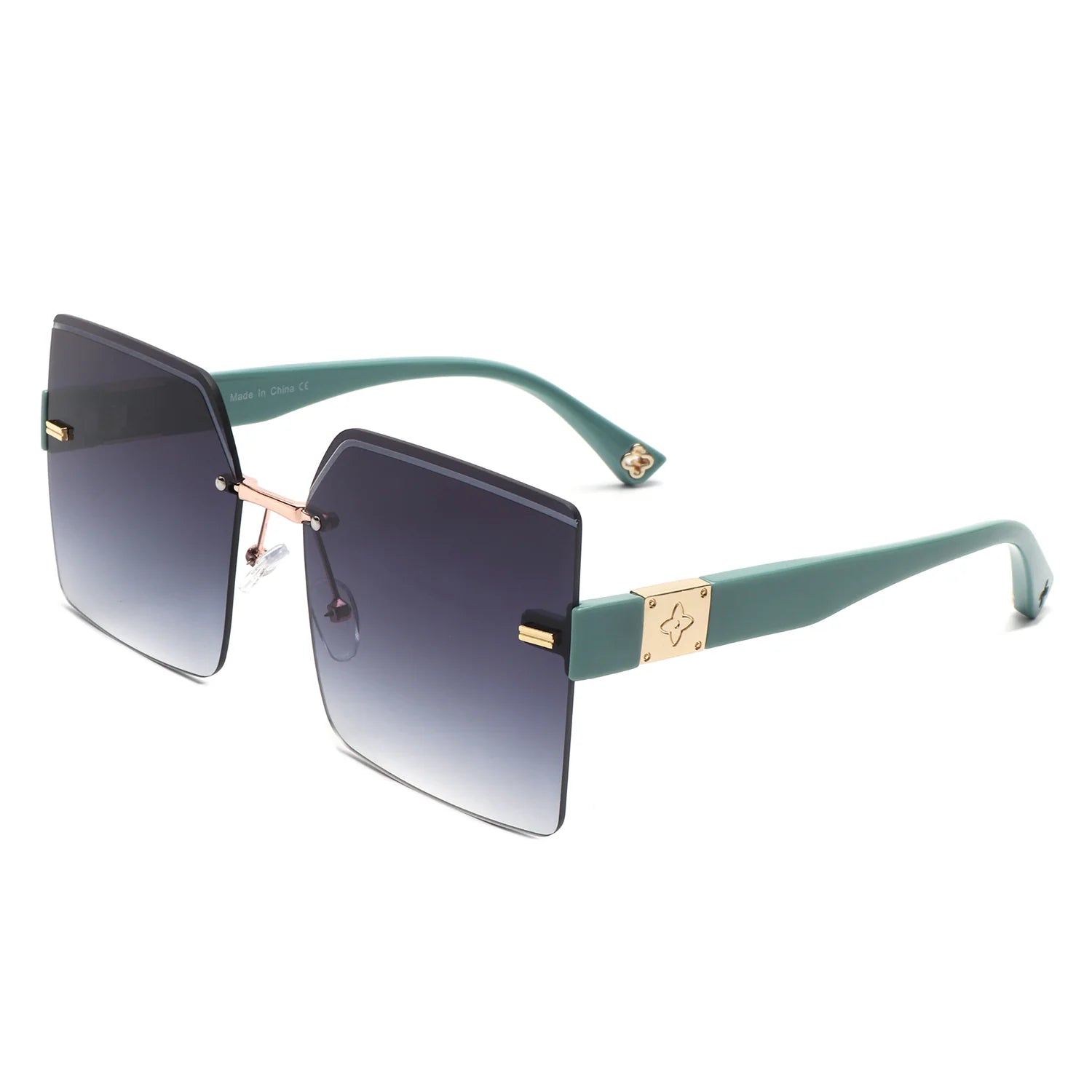 VR2135 - OVERSIZE RIMLESS CHIC FASHION SQUARE TINTED SUNGLASSES