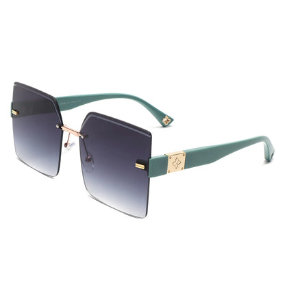 VR2135 - OVERSIZE RIMLESS CHIC FASHION SQUARE TINTED SUNGLASSES