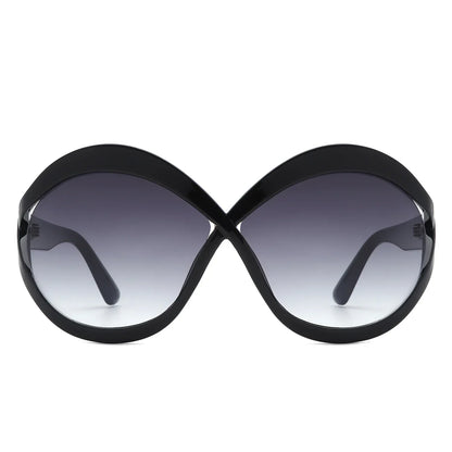 VR2145 - OVERSIZE CHIC OVAL FASHION ROUND SUNGLASSES