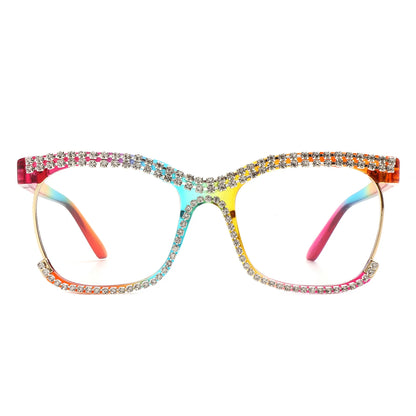 VR2150 - SQUARE RHINESTONE ANTI-BLUE LIGHT BLOCKING GLASSES