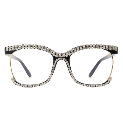 VR2150 - SQUARE RHINESTONE ANTI-BLUE LIGHT BLOCKING GLASSES